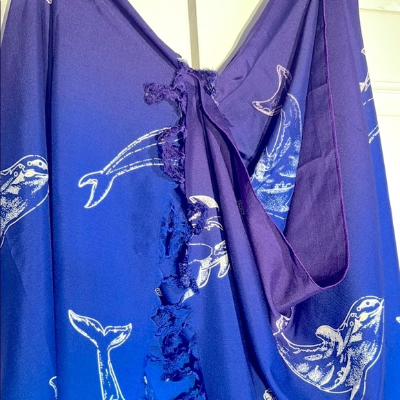 Blue Gradient Swim Coverup with Dolphin Motifs - Picture 3 of 6